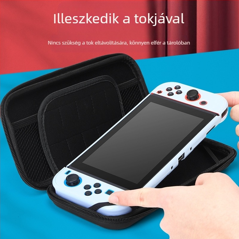 Nintendo Switch OLED tároló táska kemény tok EVA+PU anyagból, varrással, karikatúra mintázatú gradienttel, kompatibilis Switch OLED modellhez