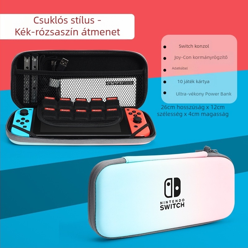 Nintendo Switch OLED tároló táska kemény tok EVA+PU anyagból, varrással, karikatúra mintázatú gradienttel, kompatibilis Switch OLED modellhez
