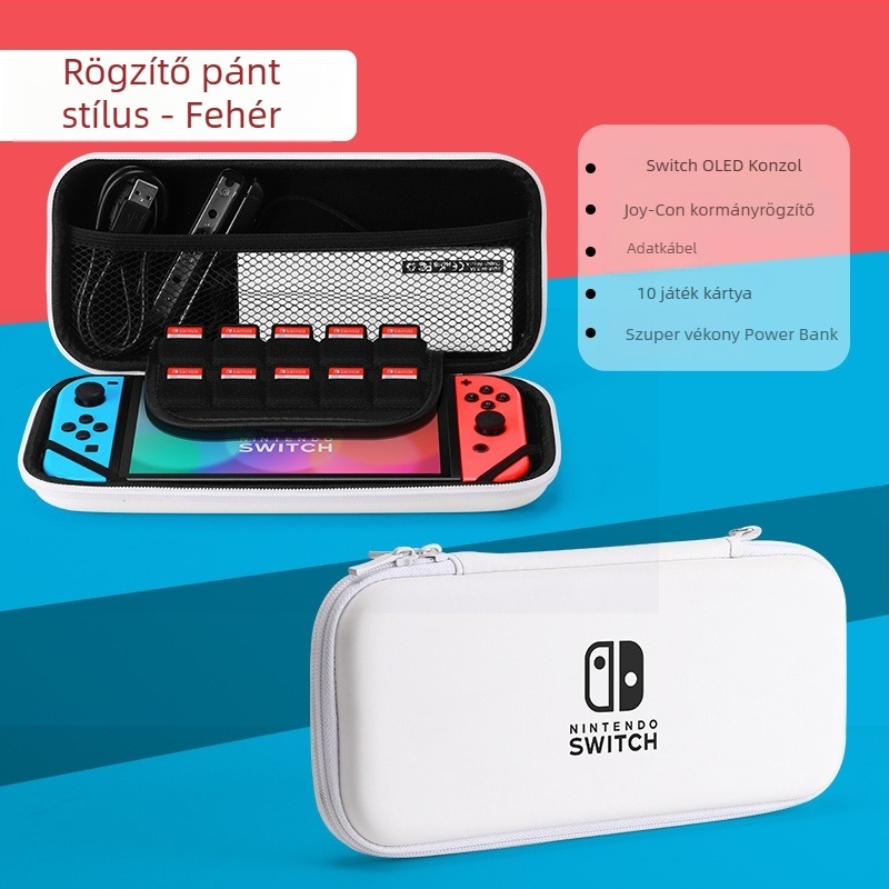 Nintendo Switch OLED tároló táska kemény tok EVA+PU anyagból, varrással, karikatúra mintázatú gradienttel, kompatibilis Switch OLED modellhez