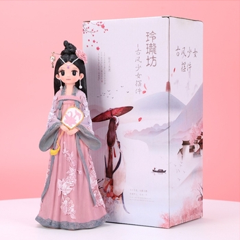 Antik stílusú Hanfu-lány gyanta dísz – otthoni dekoráció és ajándék, utazási emlék téma