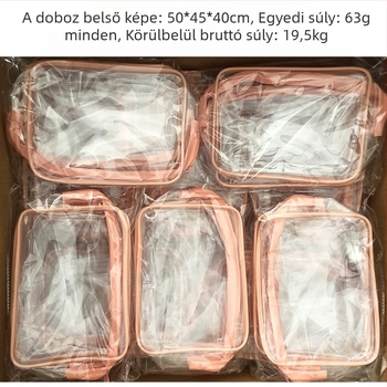 PVC kozmetikai táska, kocka alakú, átlátszó, utazáshoz