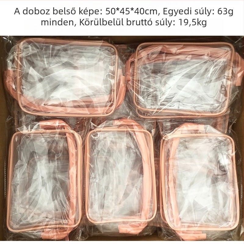 PVC kozmetikai táska, kocka alakú, átlátszó, utazáshoz