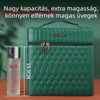 Nagy kapacitású sminktáska PVC-ből, cipzáras nyitás, zár, vízálló, súly 1,1 kg