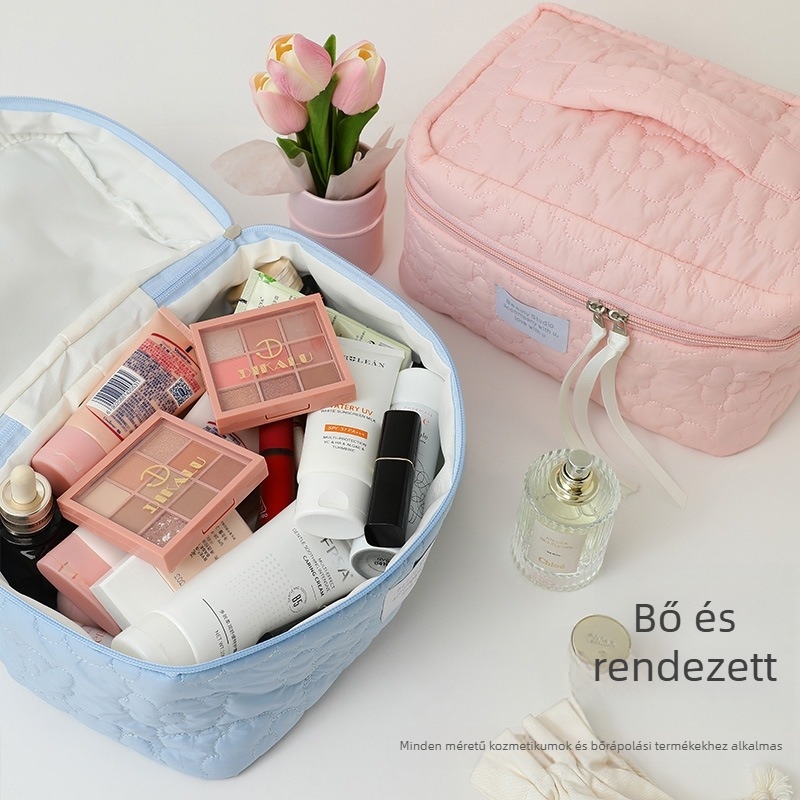 Kozmetikai és higiéniai táska felhő motívummal, nylon bélés, Ultra könnyű, tárolható, mindennapi használatra