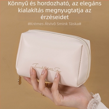PU smink neszesszer, kézben tartható kompakt kialakítás, ultra könnyű, vízálló, kopásálló, poliészter bélés