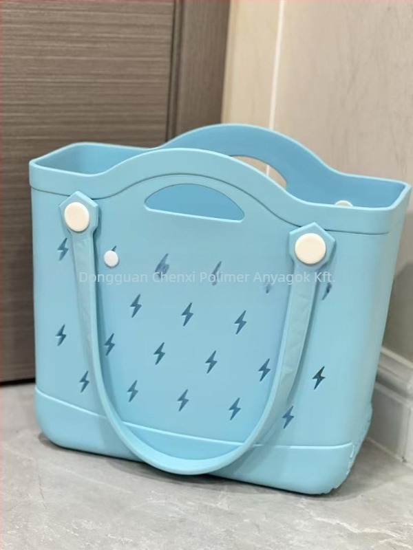 EVA Tote táska, utcai stílus, függőleges négyzet alakú forma, nyitott pozíciójú kialakítás, laminált belső cipzár