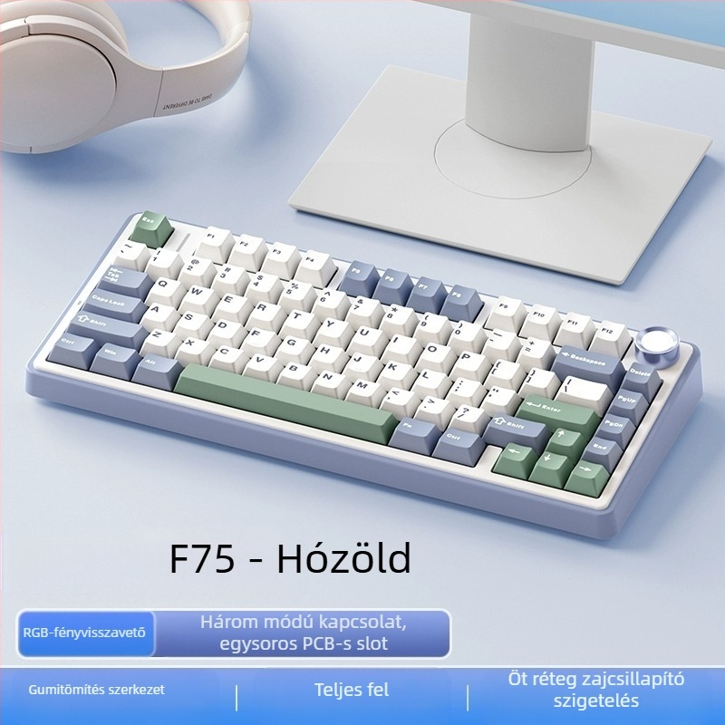 Wolf Spider F75 mechanikus billentyűzet – 75 gomb, gasket szerkezet, hot-swappable, RGB háttérvilágítás, három módú csatlakozás