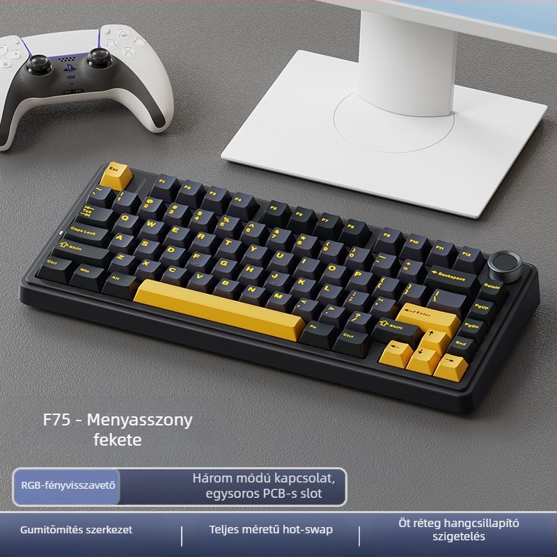 Wolf Spider F75 mechanikus billentyűzet – 75 gomb, gasket szerkezet, hot-swappable, RGB háttérvilágítás, három módú csatlakozás
