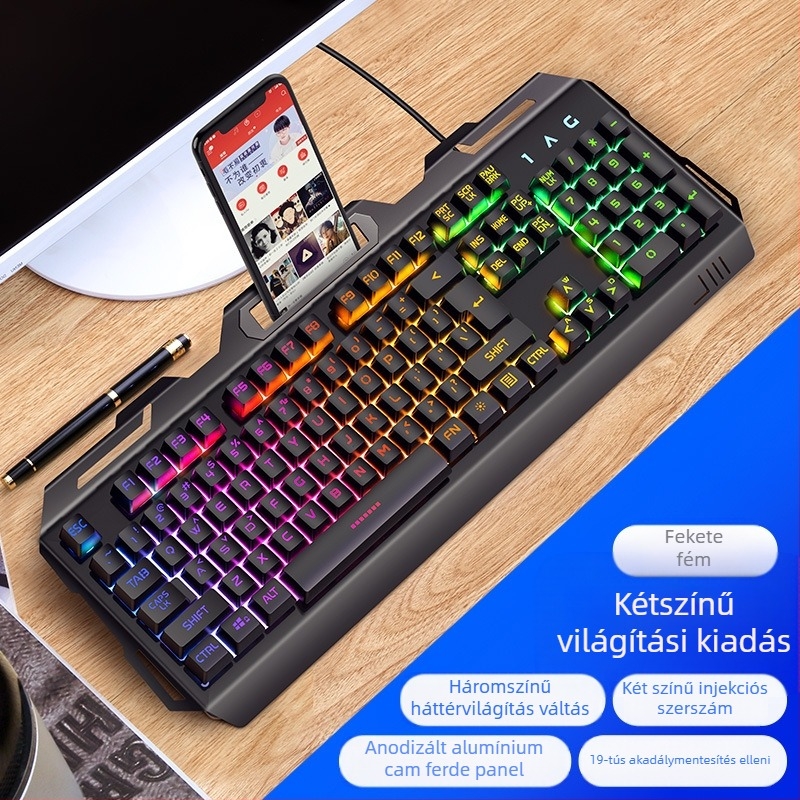 Silver Carving V2 gamer billentyűzet, 104 gomb, vezetékes, tenyér-támasz, Crater Architecture