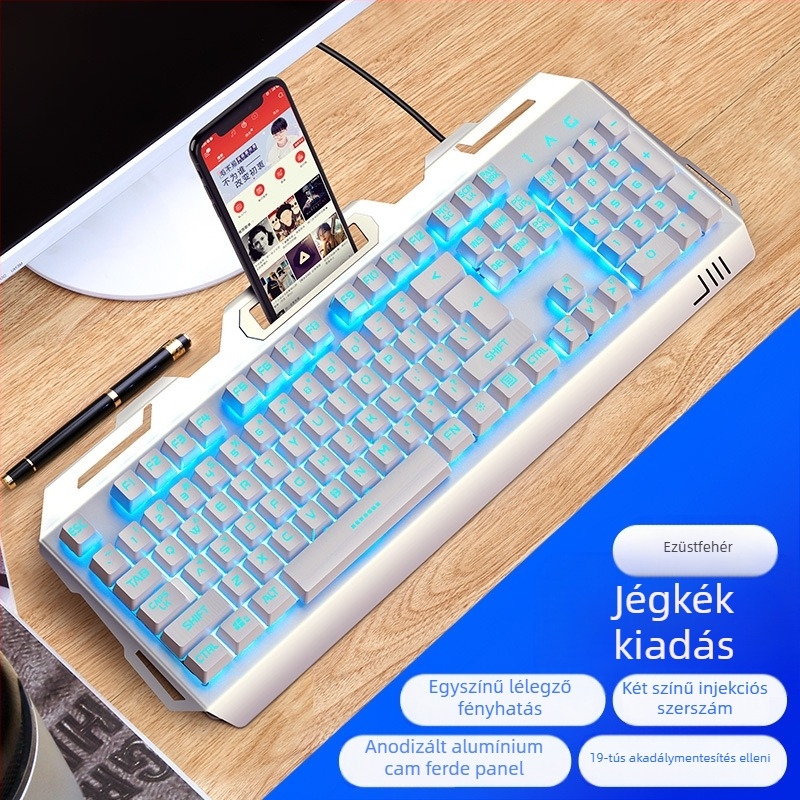 Silver Carving V2 gamer billentyűzet, 104 gomb, vezetékes, tenyér-támasz, Crater Architecture