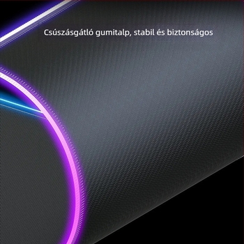 RGB LED gamer egérpad fekete gumírozott asztali matrac, méretek 300×800×4 mm, egyoldalas, csúszásmentes, logó nyomtatás