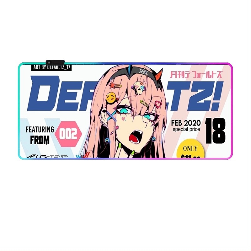 RGB LED gamer egérpad fekete gumírozott asztali matrac, méretek 300×800×4 mm, egyoldalas, csúszásmentes, logó nyomtatás
