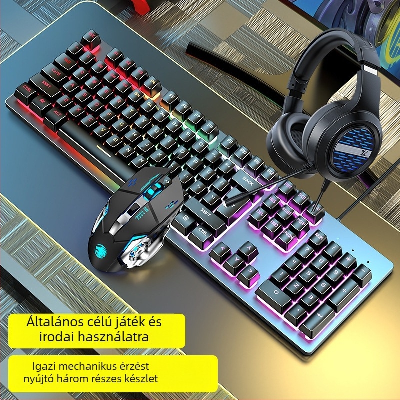 Forerunner GX300 gamer billentyűzet és egér készlet, USB kábellel, 1600dpi optikai, háttérvilágítás, ergonómikus