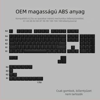 ABS anyagú két színű injekciós formázású billentyűzet-kapcsok készlet mechanikus billentyűzetekhez, 125 billentyű