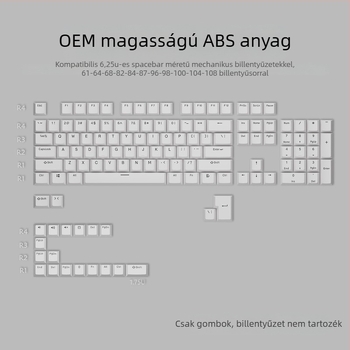 ABS anyagú két színű injekciós formázású billentyűzet-kapcsok készlet mechanikus billentyűzetekhez, 125 billentyű