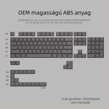 ABS anyagú két színű injekciós formázású billentyűzet-kapcsok készlet mechanikus billentyűzetekhez, 125 billentyű