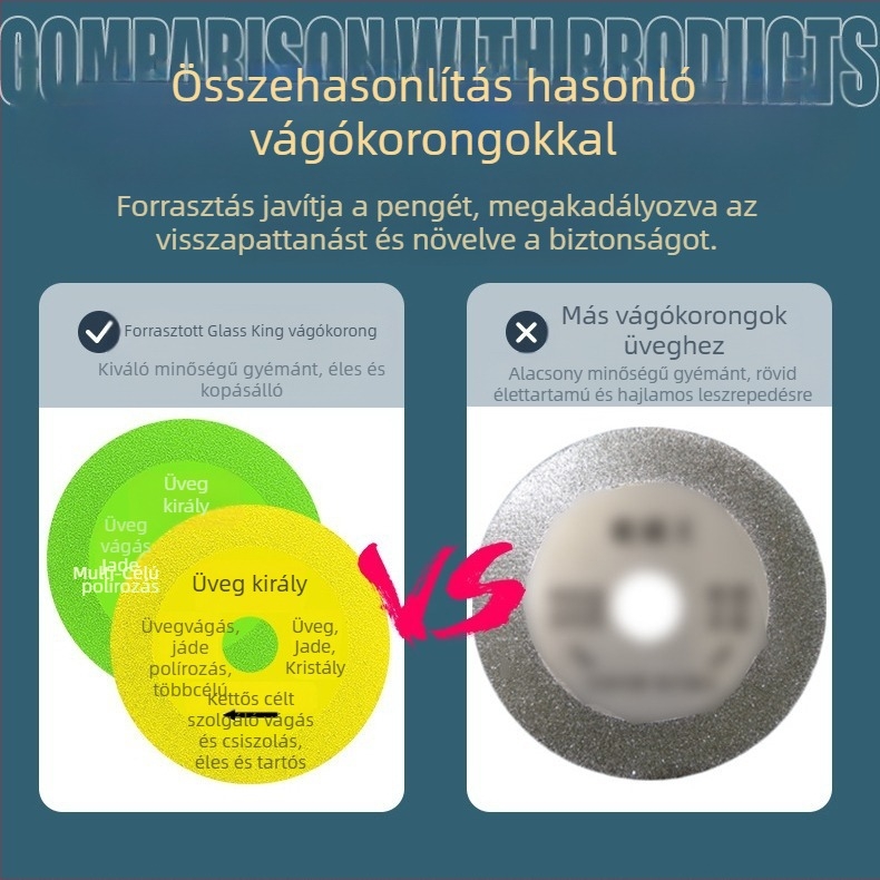 Jidu gyémánt ultra-vékony vágókorong üveghez, kerámiához, jadhoz és csempéhez – Brazed kivitel, modell 100-15