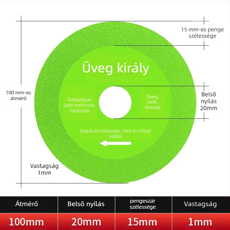 Jidu gyémánt ultra-vékony vágókorong üveghez, kerámiához, jadhoz és csempéhez – Brazed kivitel, modell 100-15