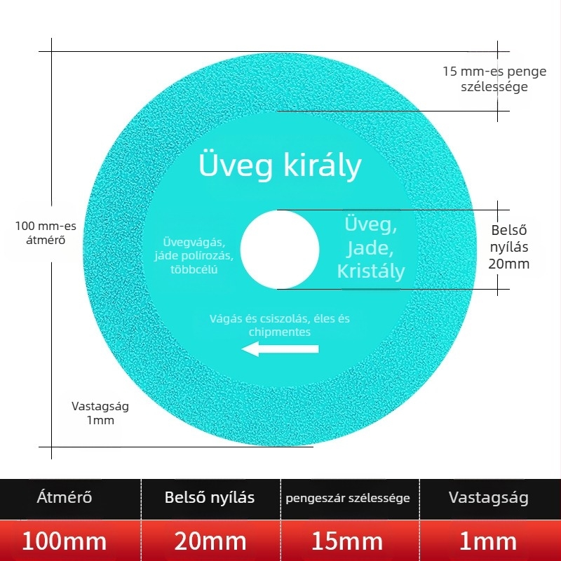 Jidu gyémánt ultra-vékony vágókorong üveghez, kerámiához, jadhoz és csempéhez – Brazed kivitel, modell 100-15