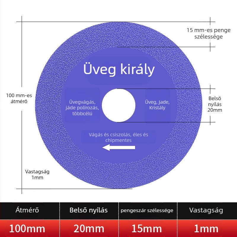 Jidu gyémánt ultra-vékony vágókorong üveghez, kerámiához, jadhoz és csempéhez – Brazed kivitel, modell 100-15