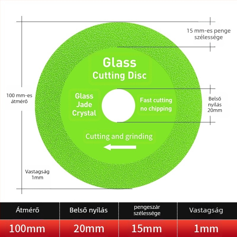 Jidu gyémánt ultra-vékony vágókorong üveghez, kerámiához, jadhoz és csempéhez – Brazed kivitel, modell 100-15