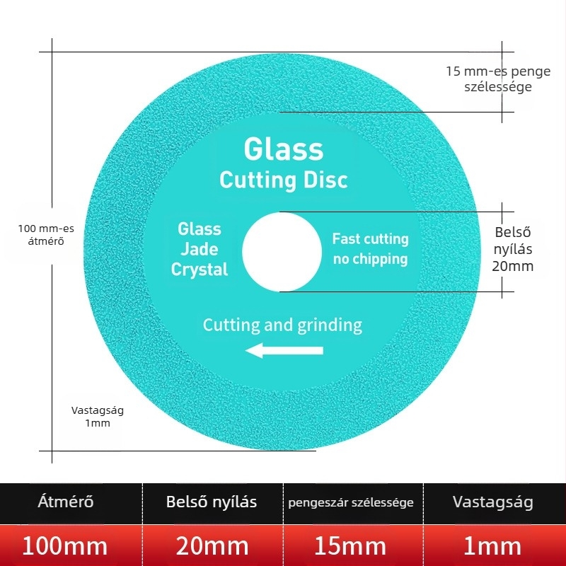 Jidu gyémánt ultra-vékony vágókorong üveghez, kerámiához, jadhoz és csempéhez – Brazed kivitel, modell 100-15