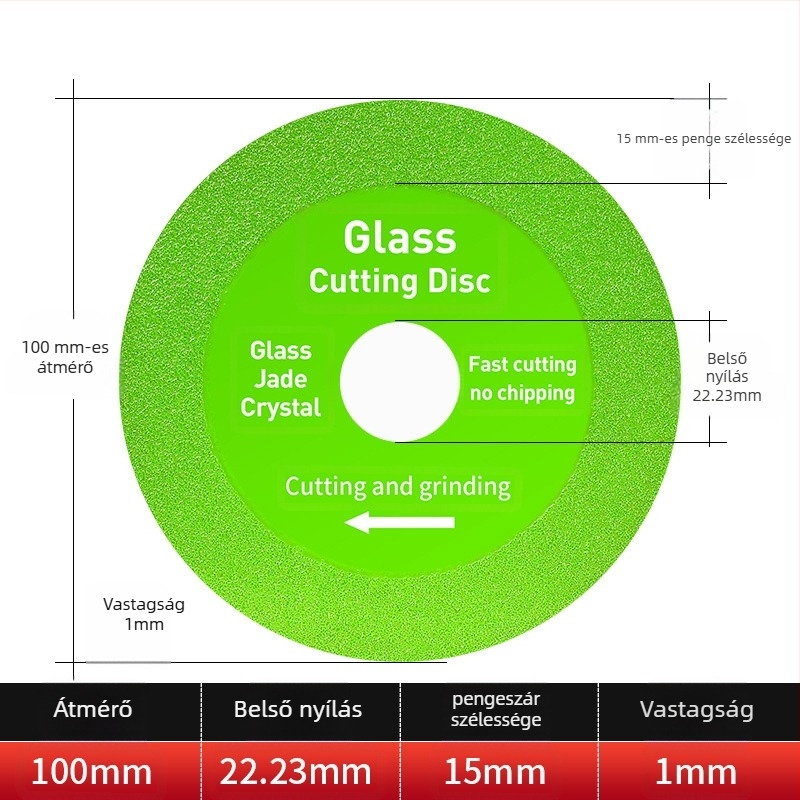 Jidu gyémánt ultra-vékony vágókorong üveghez, kerámiához, jadhoz és csempéhez – Brazed kivitel, modell 100-15