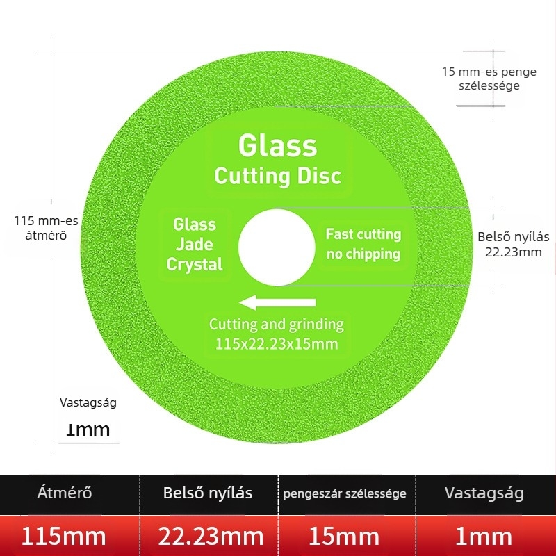 Jidu gyémánt ultra-vékony vágókorong üveghez, kerámiához, jadhoz és csempéhez – Brazed kivitel, modell 100-15