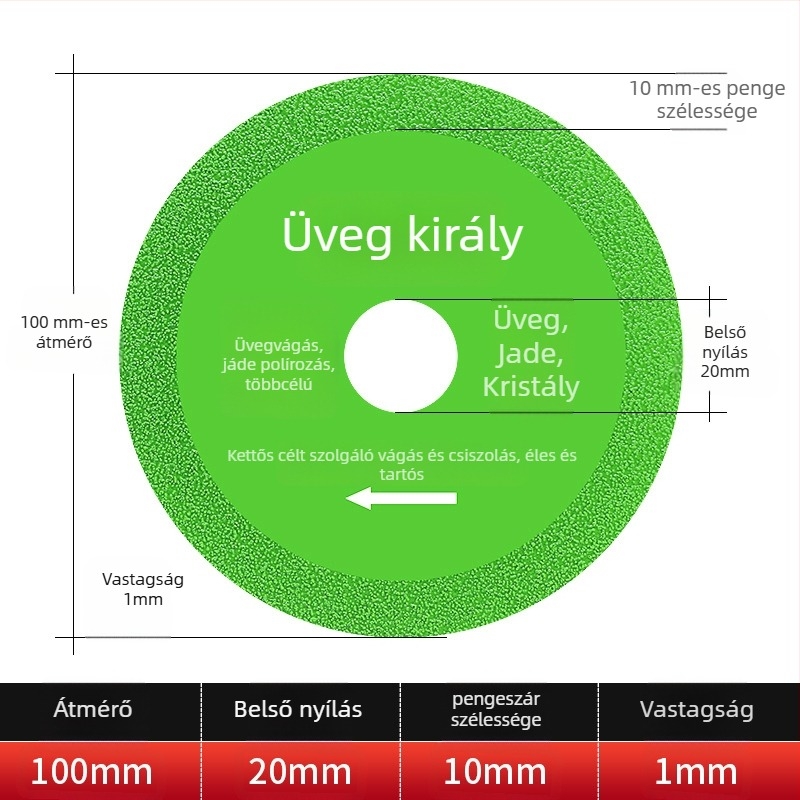 Jidu gyémánt ultra-vékony vágókorong üveghez, kerámiához, jadhoz és csempéhez – Brazed kivitel, modell 100-15