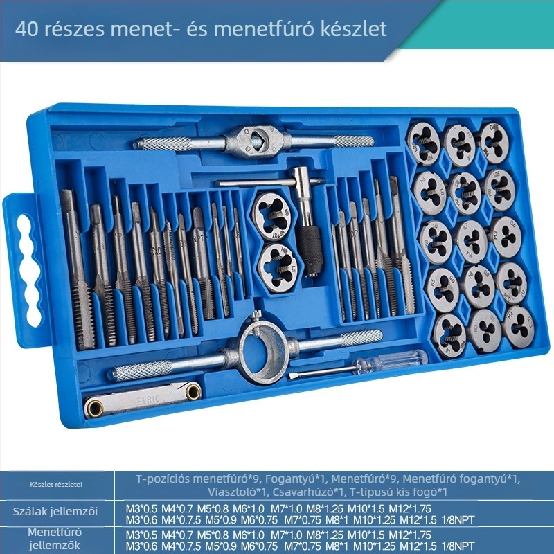 Maib menet közbeni menetesítő készlet: kézi tapping eszköz és fúrófejek