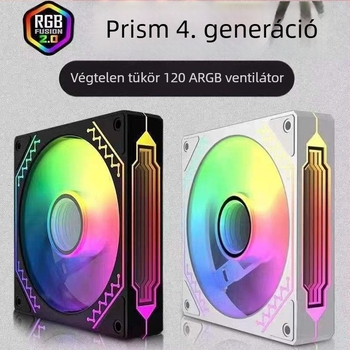 Számítógép házába illeszkedő radiátorventilátor ARGB+PWM, Infinite Mirror modell, Binghong, 2023-as megjelenés, OEM feldolgozás.