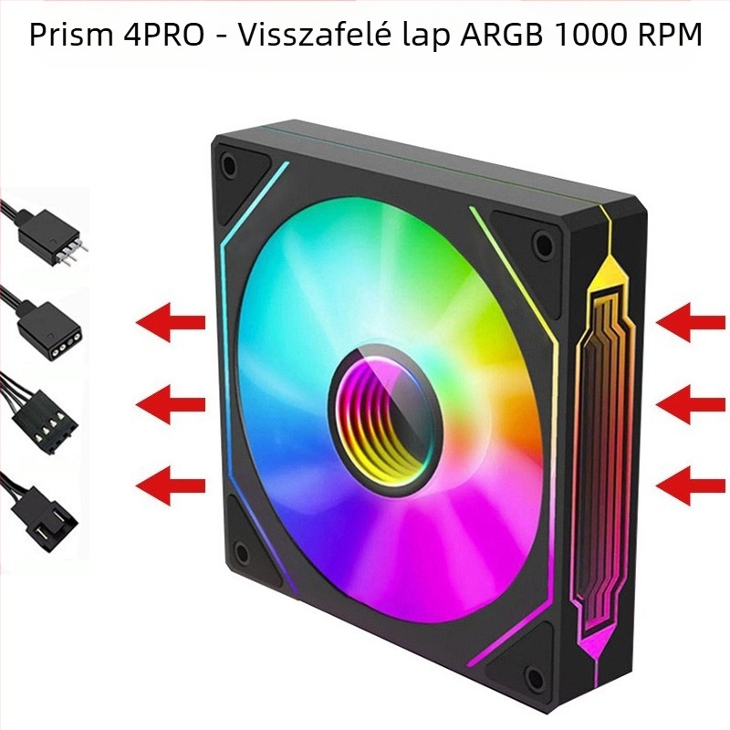 Számítógép házába illeszkedő radiátorventilátor ARGB+PWM, Infinite Mirror modell, Binghong, 2023-as megjelenés, OEM feldolgozás.