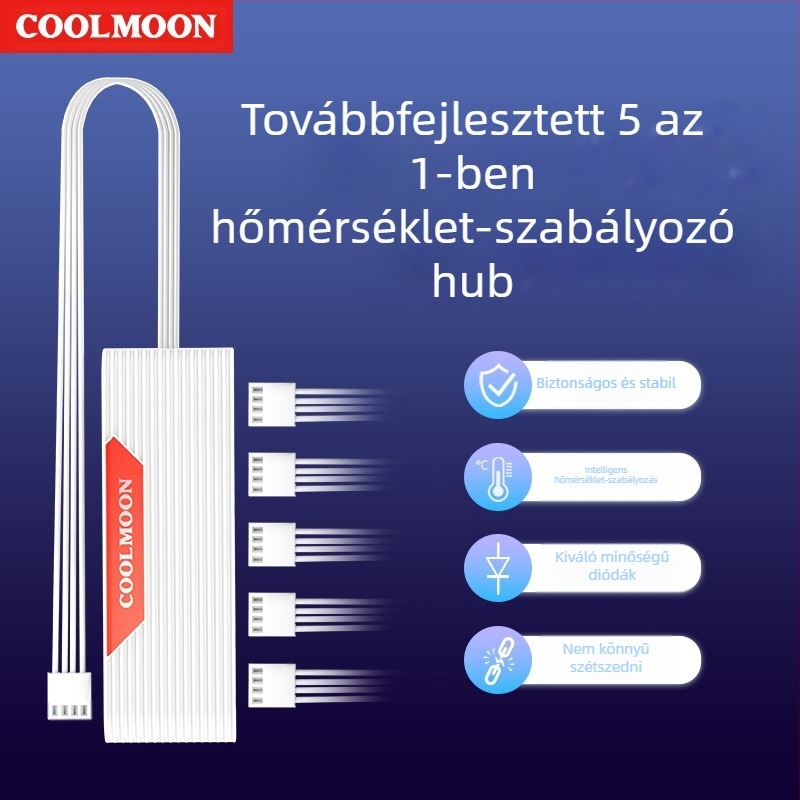 4-pins PWM osztó kábel alaplap hűtőventilátoraihoz, hőmérséklet-vezérlő hosszabbító, 5V