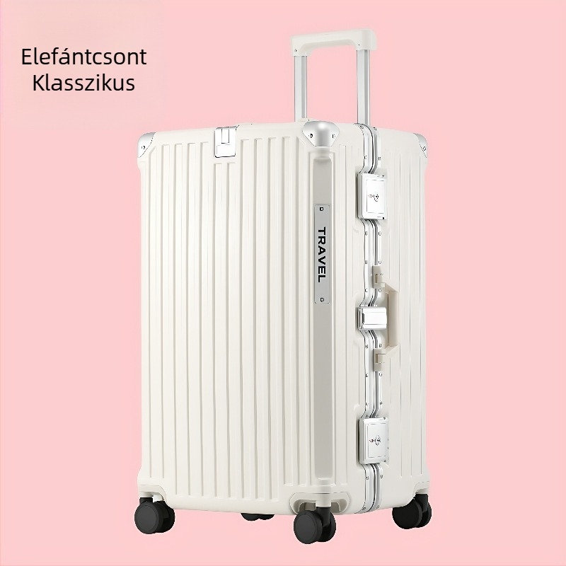 PC-alapú utazótáska alumínium vázkerettel, USB töltés, bővíthető, TSA zár, univerzális kerekek
