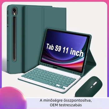 Samsung A9/A8 tablethez védőtok kivehető Bluetooth billentyűzettel S9FE és egérrel S6 Lite (TPU, bőrhatás tok, állvány, kopásálló, ütésálló)