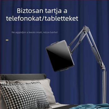 Ágy melletti padlóállvány tabletához és telefonhoz – Anyag: szénacél + ABS, Testreszabás elérhető