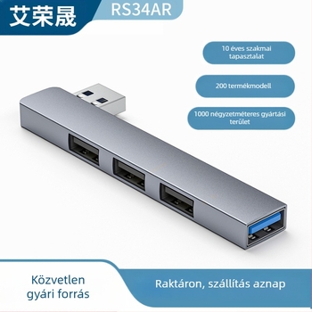 USB 4-portos hub USB-C 7 cm kábellel — USB 3.1, 5 Gbps, bus-powered (RS34AR)