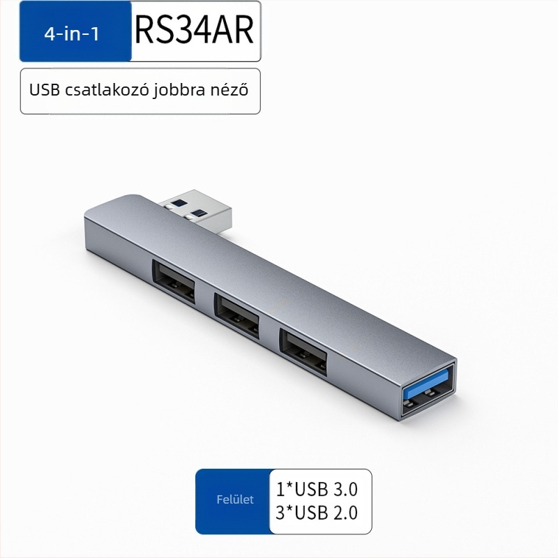 USB 4-portos hub USB-C 7 cm kábellel — USB 3.1, 5 Gbps, bus-powered (RS34AR)