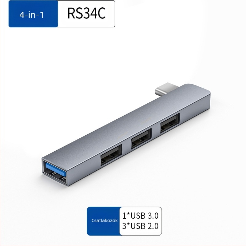USB 4-portos hub USB-C 7 cm kábellel — USB 3.1, 5 Gbps, bus-powered (RS34AR)
