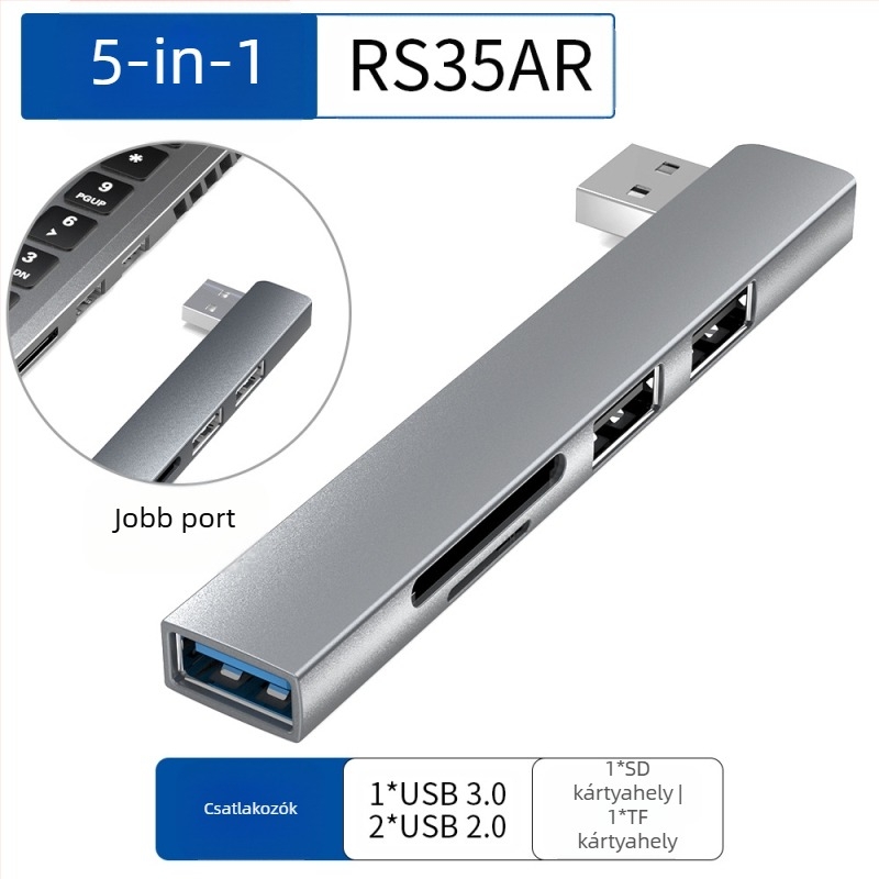 USB 4-portos hub USB-C 7 cm kábellel — USB 3.1, 5 Gbps, bus-powered (RS34AR)