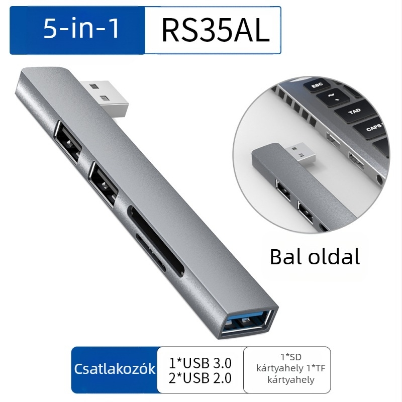 USB 4-portos hub USB-C 7 cm kábellel — USB 3.1, 5 Gbps, bus-powered (RS34AR)