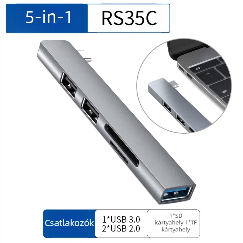 USB 4-portos hub USB-C 7 cm kábellel — USB 3.1, 5 Gbps, bus-powered (RS34AR)