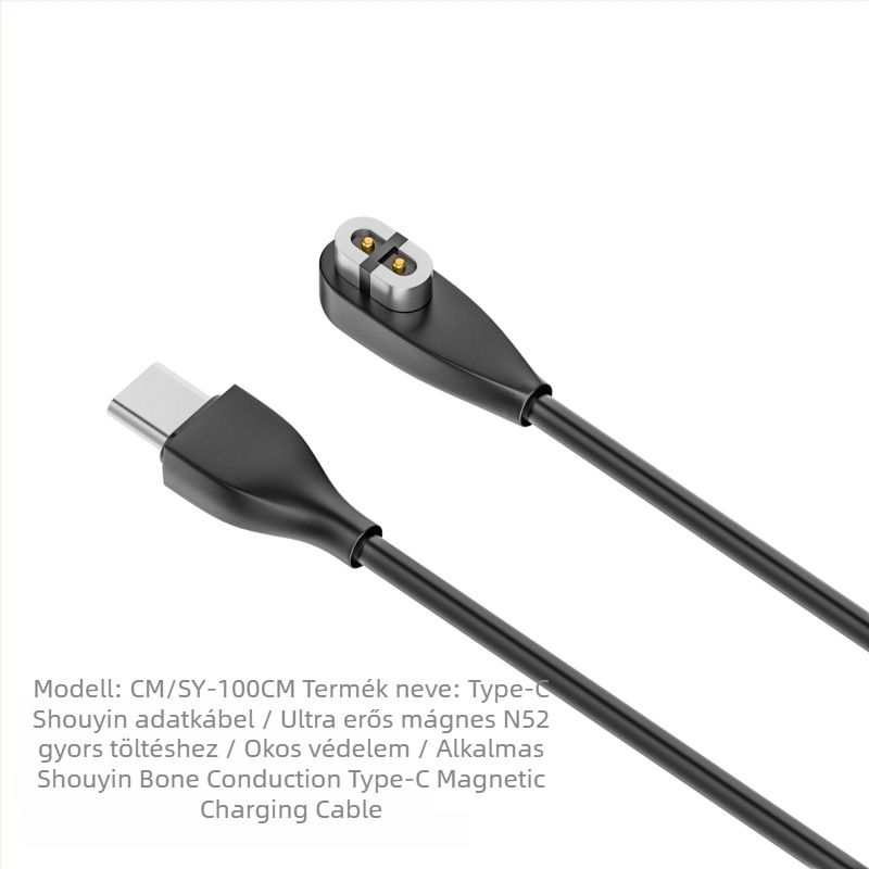 Csontvezetéses Bluetooth headsethez mágneses töltőkábel (USB-A/ USB-C interfész; Kompatibilis Shaoyin AS800/S803/S810; Modell: Bsw-AS800; Márka Besivo/Baisiwo)