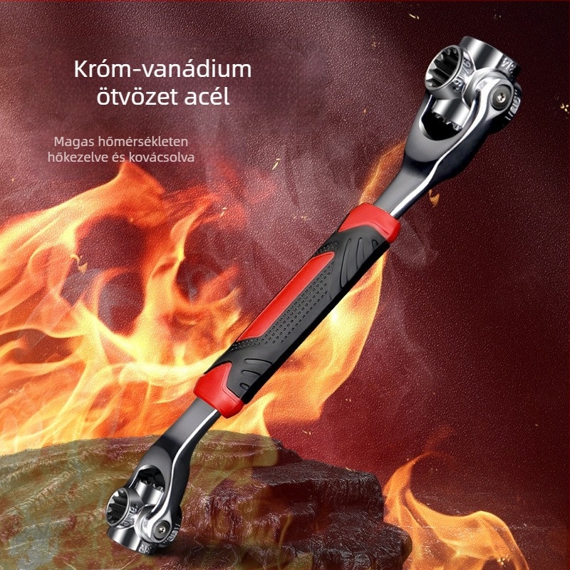 Socket kulcs készlet crom-vanádium acélból, fényes króm felülettel, 52 az 1-ben és 48 az 1-ben multifunkcionális eszközök, tömege 450 g