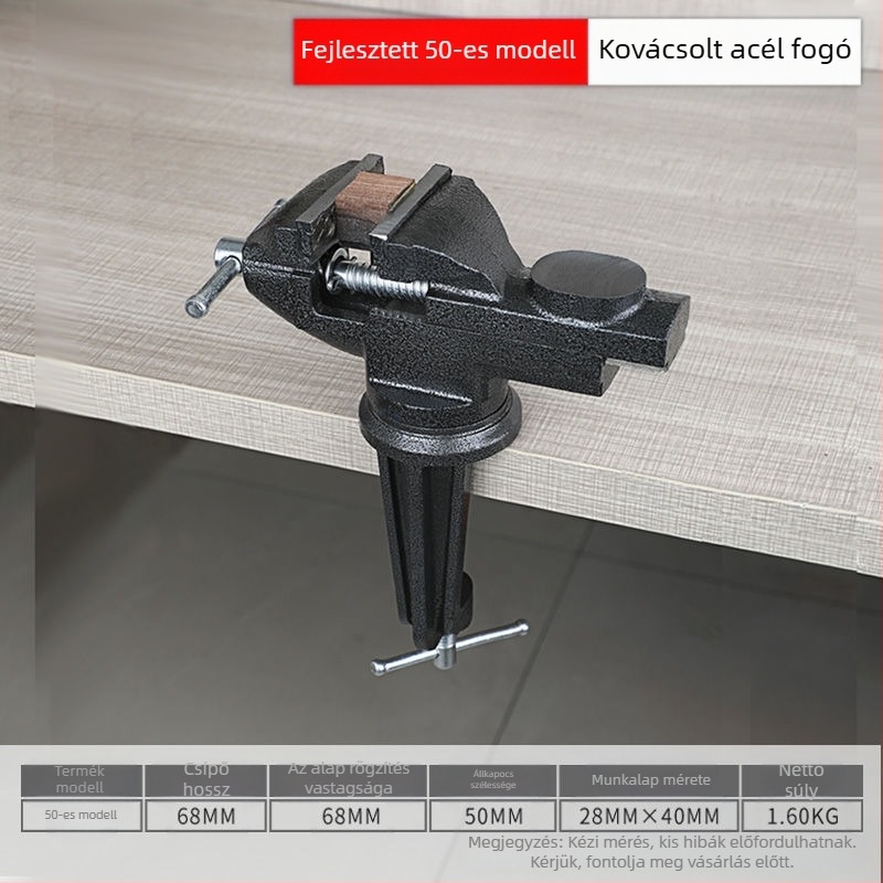 Oudisi mini asztali csavaros szorító – univerzális, többfunkciós, 360° forgás, tömeg 1.93 kg