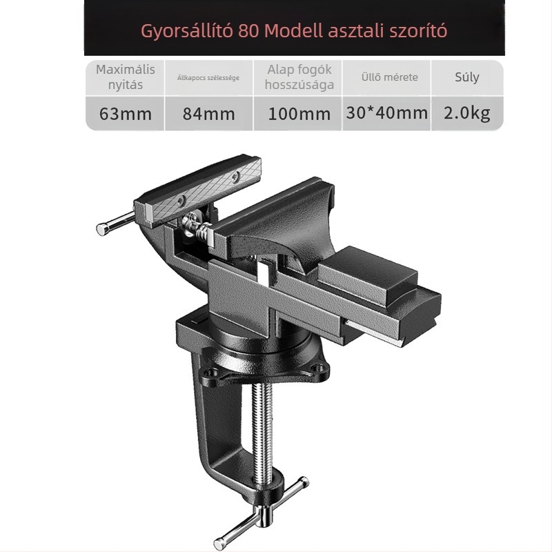 Oudisi mini asztali csavaros szorító – univerzális, többfunkciós, 360° forgás, tömeg 1.93 kg