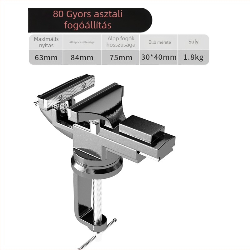 Oudisi mini asztali csavaros szorító – univerzális, többfunkciós, 360° forgás, tömeg 1.93 kg