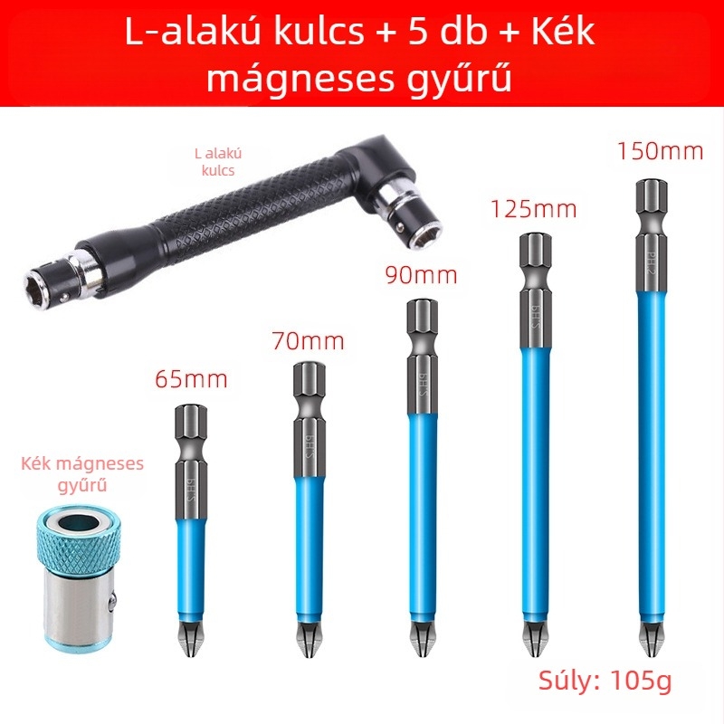 Keresztezett fejű csúszásmentes bit készlet háztartási használatra – ötvözött acél