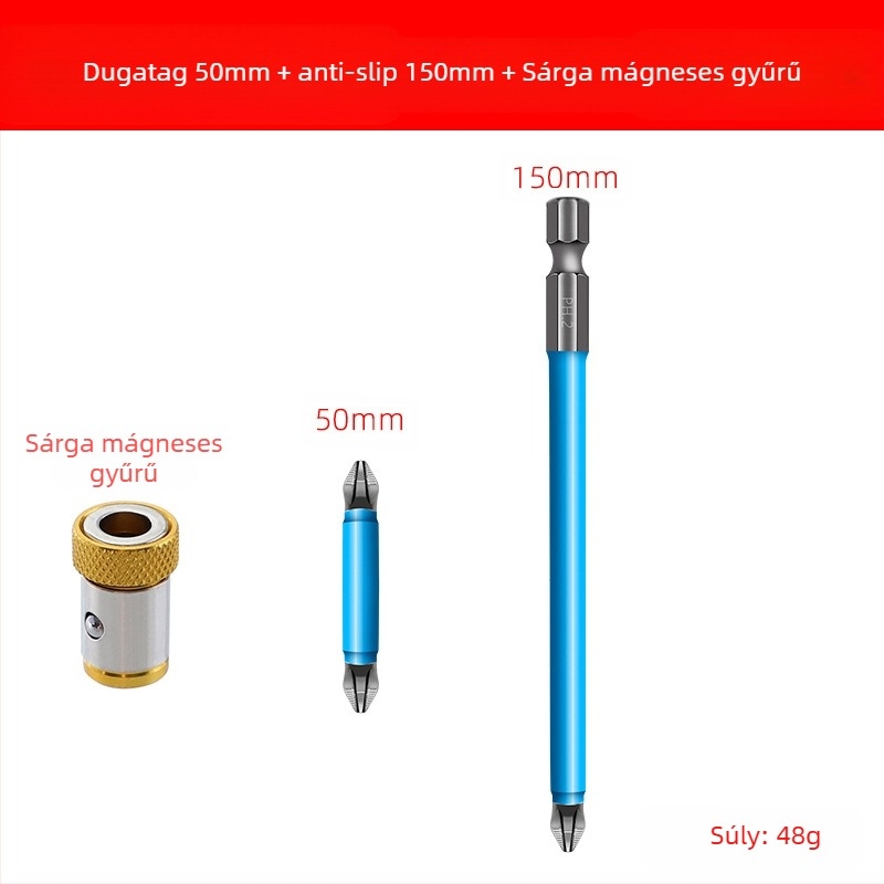 Keresztezett fejű csúszásmentes bit készlet háztartási használatra – ötvözött acél