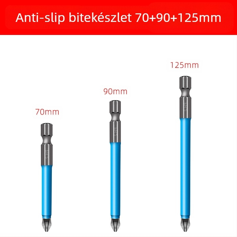Keresztezett fejű csúszásmentes bit készlet háztartási használatra – ötvözött acél